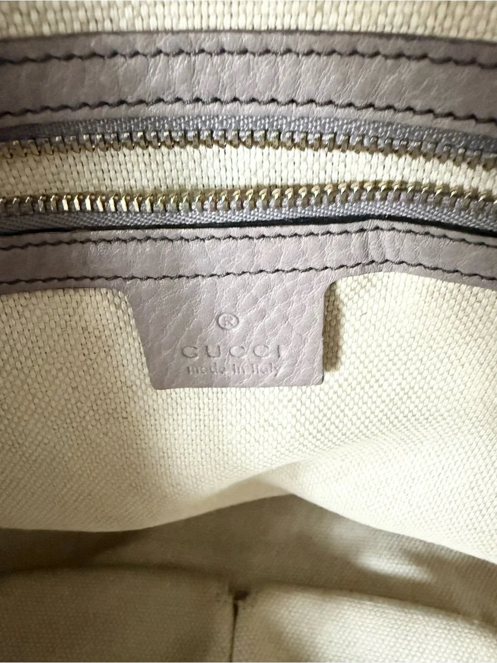 Gucci Soho Tote Taupe Pebbled Leather Shoulder Bag